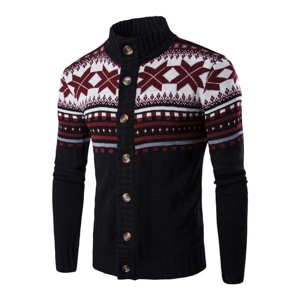 

men's sweaters 4 colors est arrival men christmas sweater autumn winter button-down color block long sleeve stand collar knit cardigan, White;black