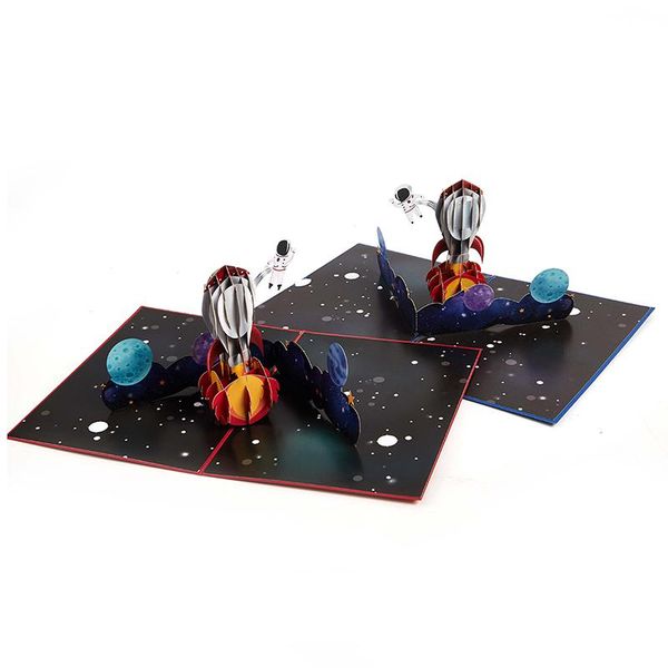 

greeting cards 3d card creative space universe rocket blessing hollow paper carving