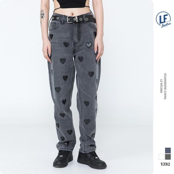 

men's jeans love the embroidery type easy leisure trousers, Blue