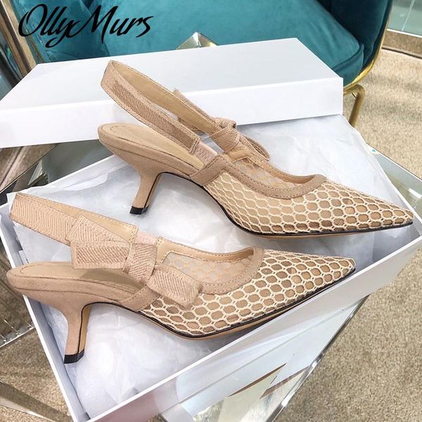 

ollymurs point toe pumps spring autumn brand design high heels women shoes fashion mesh elastic band female dress, Black