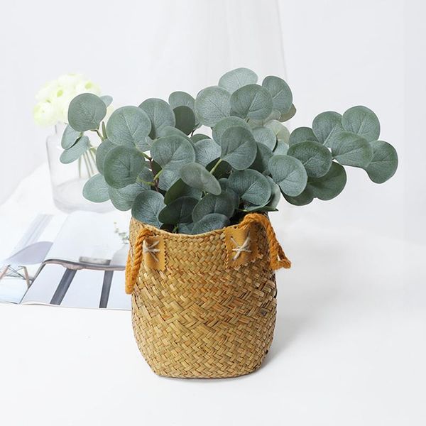 

1pc green eucalyptus branch artificial hanging vine plant leaves home decoration garden room wall decor po prop fake plants decorative flowe