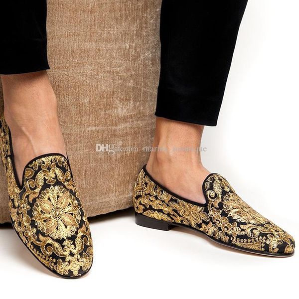 

handmade embroidery men dress shoes flat heel real leather mens driving loafers summer boats wedding shoe, Black