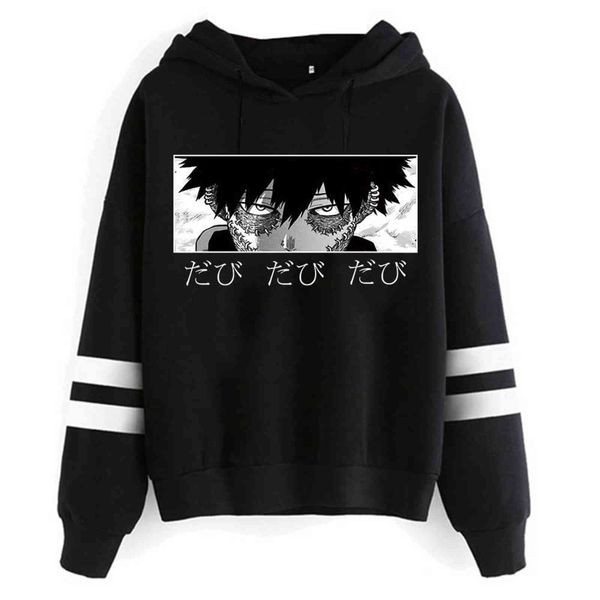 

dabi eyes hoodie boku no hero academia anime printed hoodies my hero academia striped hooded sweatshirt pullover winter clothes y1109, Black
