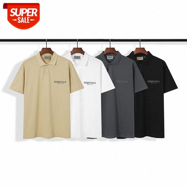 

double line eentials reflective logo lapel polo men's and women's short-sleeved cotton t-shirt #xu54, White;black