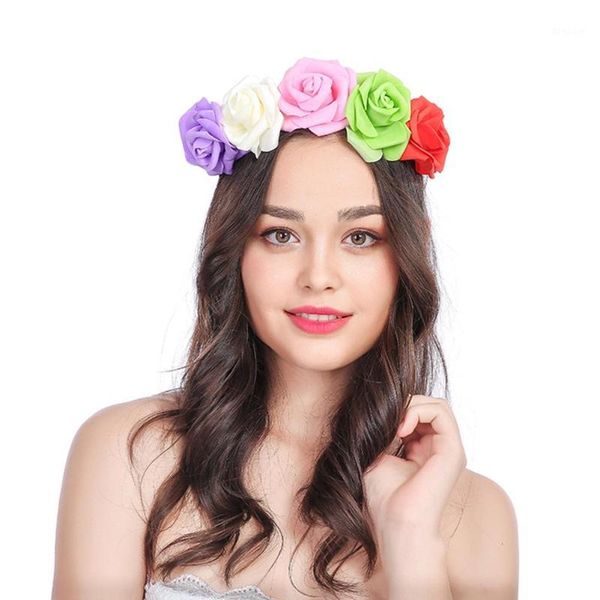 

simulation foam flower hair band women beach travel festival heandband headwear1