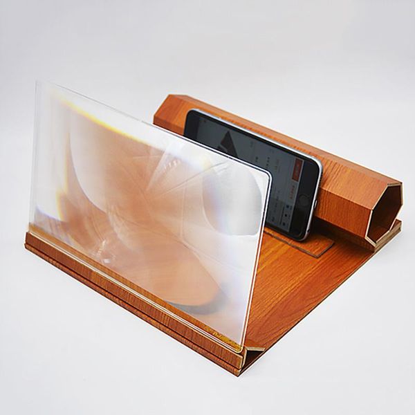 

cell phone mounts & holders 12inch video foldable screen enlarger desk holder stereoscopic amplifying wood bracket for