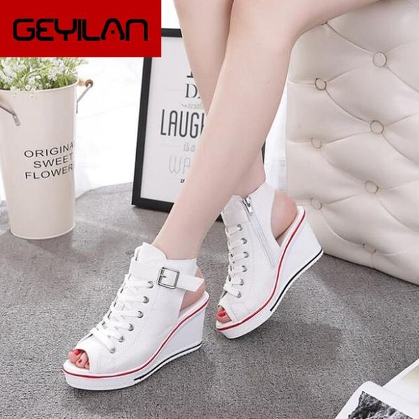 

ladies platform sandals summer open toe women's shoes slope with wedge pink black white red