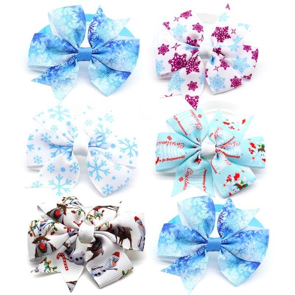 

dog apparel 50 pcs pet product winter snowflake puppy cat bow ties adjustable tie grooming accessories
