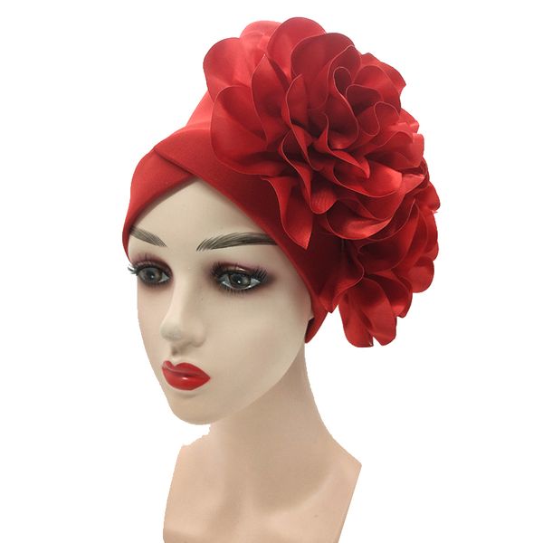 

women's turban african cap side large flower cap head scarf wedding party headgear, Blue;gray