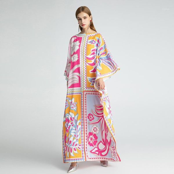 

floor length batwing over size colorblock print collar elegant knit long-sleeve dress women's spring fashion clothing swimwear, White;black