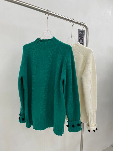 

aw21 stand collar solid color twisted wool top, White;black