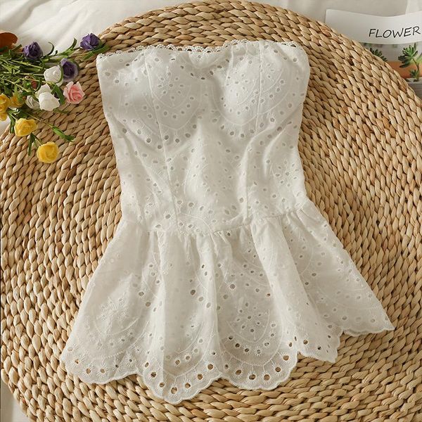 

women's tanks & camis lace tube woman tank off shoulder back zipper for women boho holiday camisole trend, White