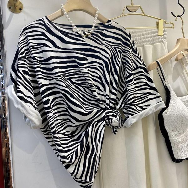 

women's t-shirt striped loose fashion versatile short sleeve for early spring casual bottom coat summer korean, White