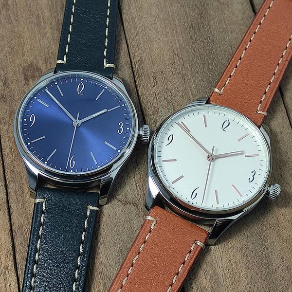 

wristwatches men's automatic mechanical watch st2130 nh35 big three needle simple 40mm, Slivery;brown