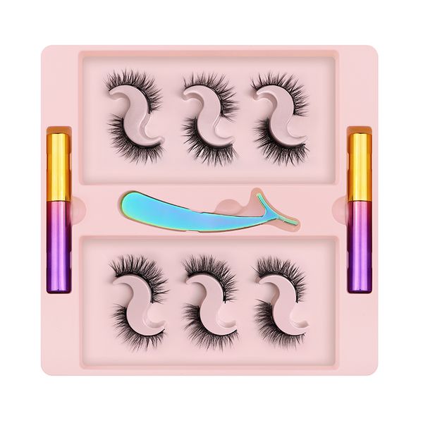 

handmade reusable natural 6 pairs magnetic false eyelash set soft & vivid with magnet liquid eyeliner glue-fake lashes extensions makeup for