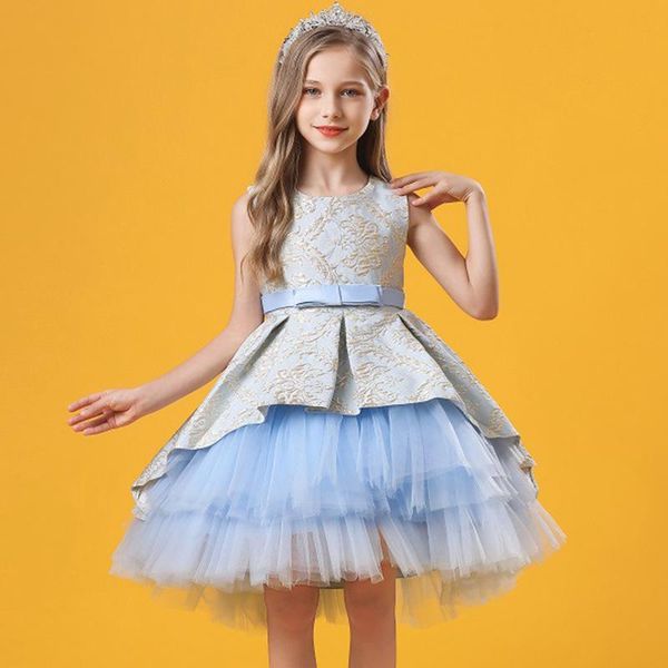 

girl's dresses 2021 girls skirts children's dress princess party clothes summer spring clothing bow mesh flower skirt for kids 3-8, Red;yellow