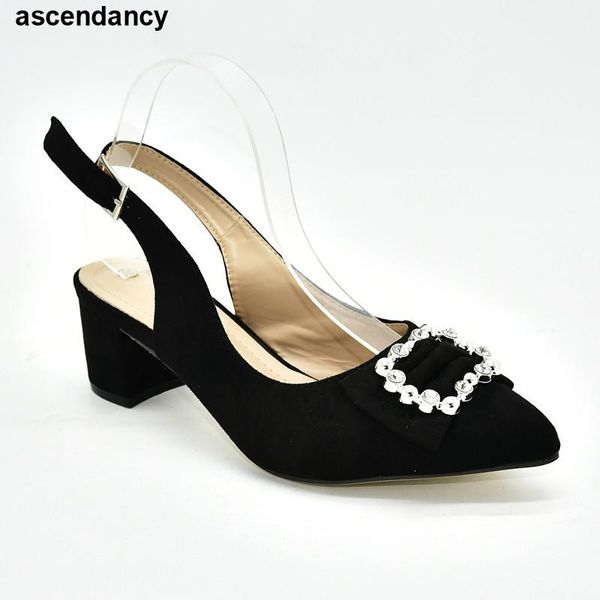 

dress shoes fashion rhinestone women wedding elegant sweet style for royal party slingbacks sandals summer 2021, Black