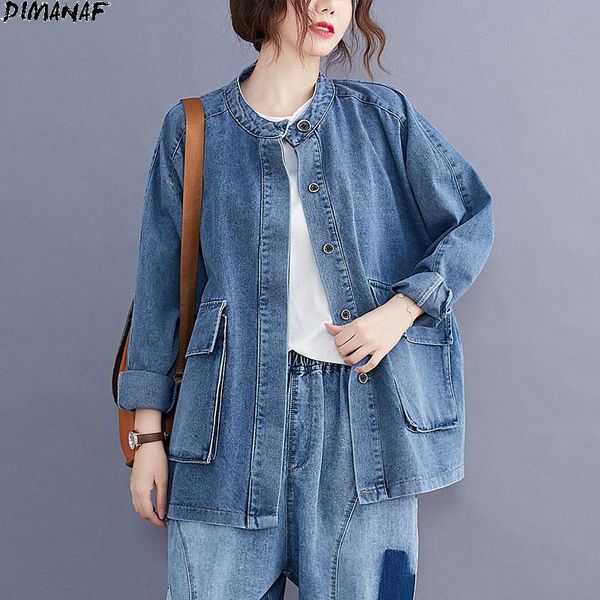 

women's jackets dimanaf women jacket denim coat outwear button pockets cardigan female loose oversize overcoat autumn winter 4xl coatov, Black;brown