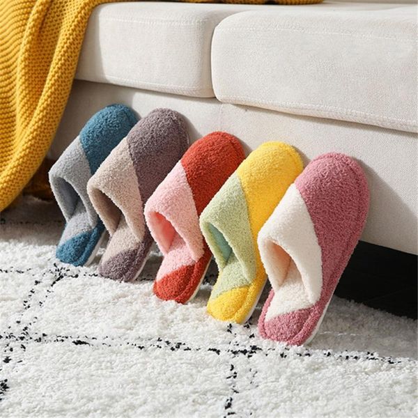

slippers winter love shape designer house fur floor mute bedroom lovers warm plush shoes indoor ladies fluffy slides, Black