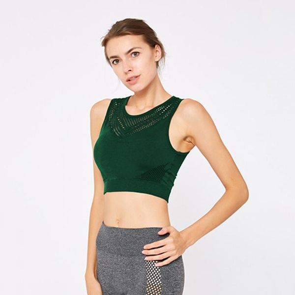 

comfortable hollowed sport underwear women running yoga fitness workout vest crop ladies solid shockproof sports bras gym clothing, White;black