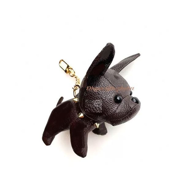 

design accessories bulldog keychain luxury mini purse leather small bag car decoration pendant keychains counter original packaging, Black