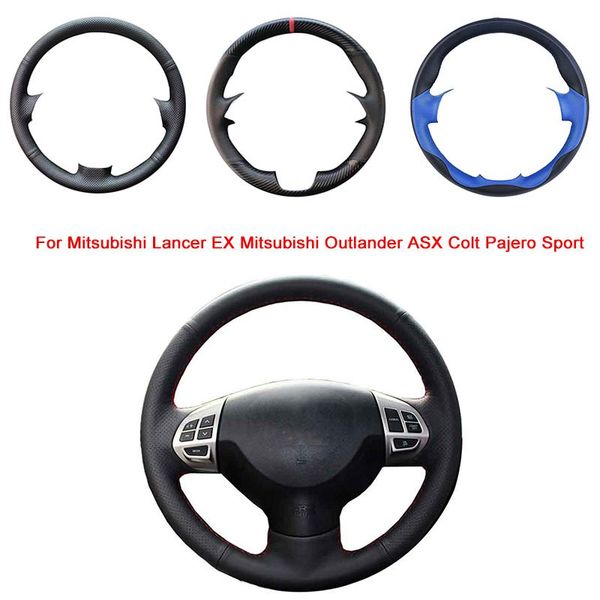 

steering wheel covers hand-stitched artificial leather car cover for mitsubishi lancer ex outlander asx colt pajero sport