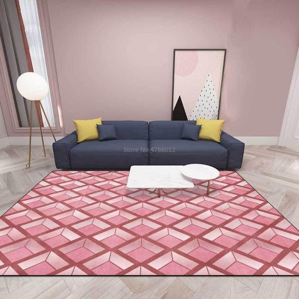 

carpets three-dimensional geometric diamond lattice pink gray green triangle living room bedroom bedside carpet non-slip mat