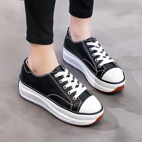 

dress shoes heels ladies med casual spring fashion gold silver women's genuine leather women sneakers autumn platform vqof, Black