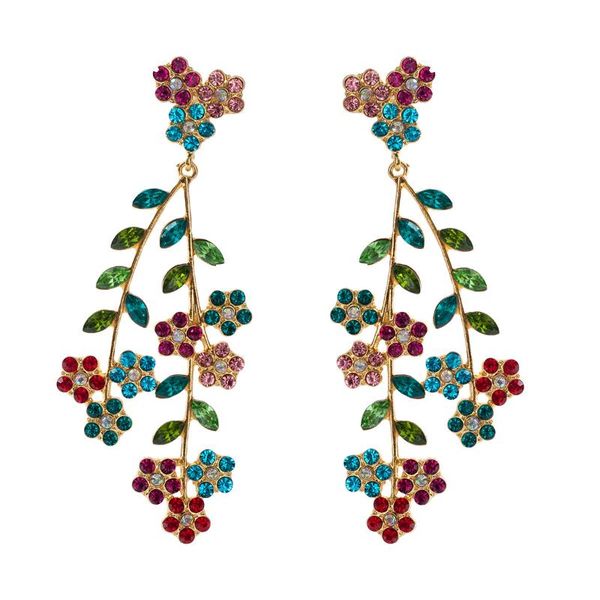 

dangle & chandelier bohemia exaggerated fashion enemaling little flower pendant long drop earrings for women jewelry, Silver