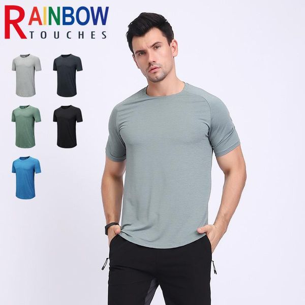 

men's t-shirts rainbowtouches summer men short sleeve sports running fitness breathable and quick drying casual t-shirt, White;black