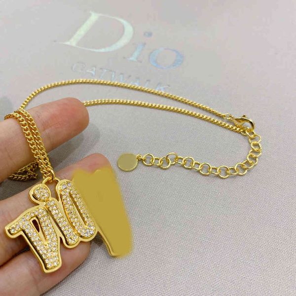 

d family new letter pendant necklace women's simple personality long sweater chain jewelry, Silver
