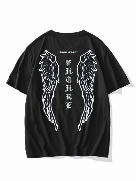 

men wing & slogan graphic tee r4pm#, White;black