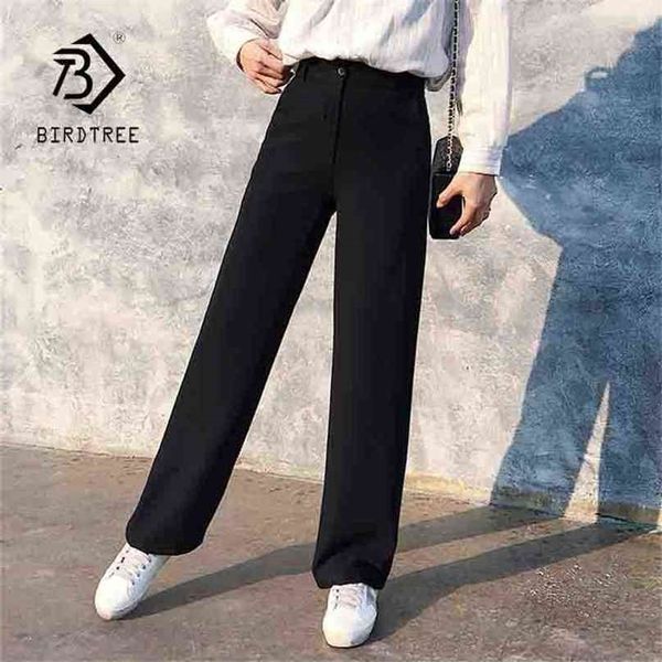 

spring office lady elegant casual fashion high waist wide leg black pants full length pant woman s b83813f 210915, Black;white