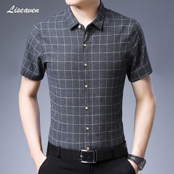 

liseaven summer casual shirt men's camisa masculina business shirts short sleeve clothing homme chemise, White;black