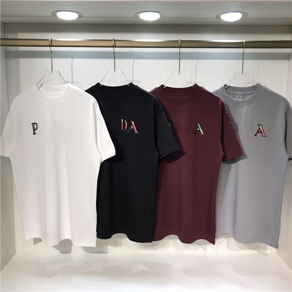 Camisetas masculinas com impressão reflexiva digital 4 cores acima do tamanho, versão manga curta, camiseta feminina de alta qualidade e respirável