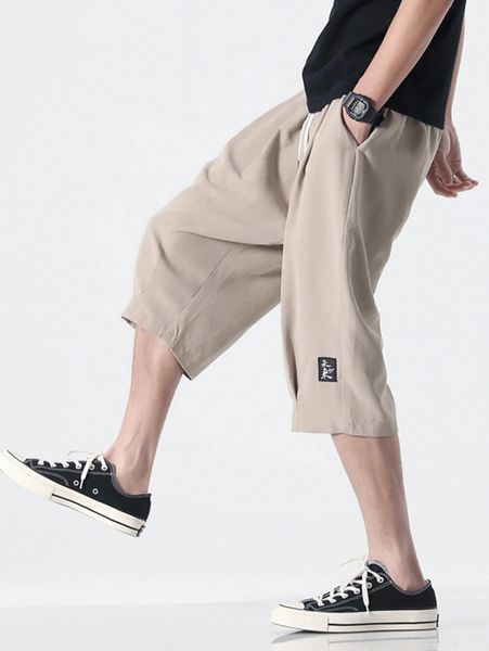 

men patched drawstring waist shorts j0qt#, Black