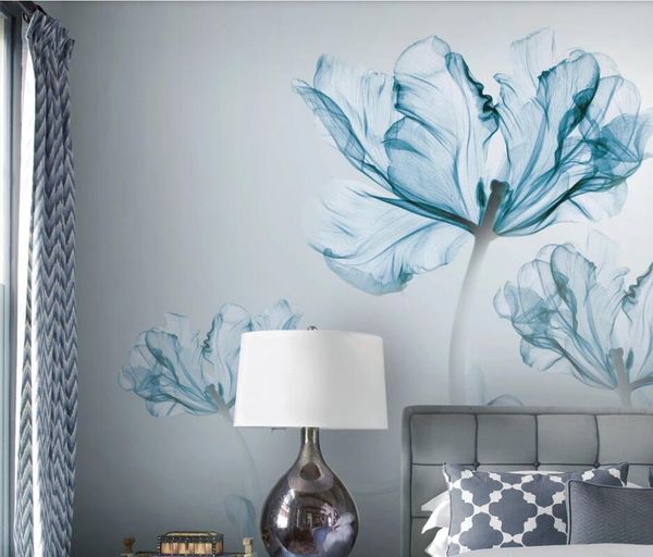 

wallpapers ainyoousem modern blue flowers simple and beautiful european background wall papel de parede 3d wallpaper stickers