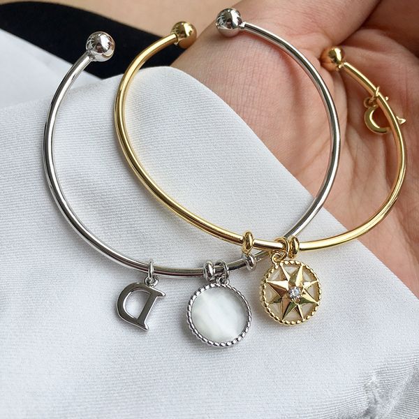 

316l stainless steel gold plated eight pointed star bangle for women new arrival selling luxury fashion jewelry, Golden;silver