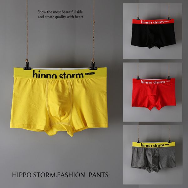 

men's underwear solid color boxers trendy men's shorts cotton, Black;white
