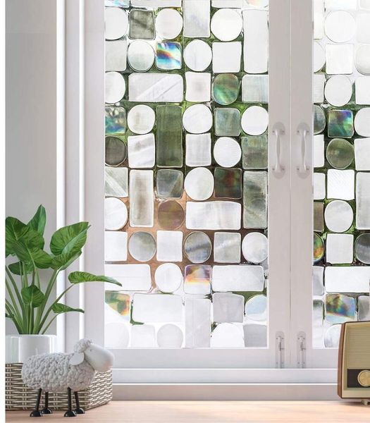 

window stickers luckyyj privacy film no-glue self adhesive 3d static decorative glass cling for home kitchen office anti-uv