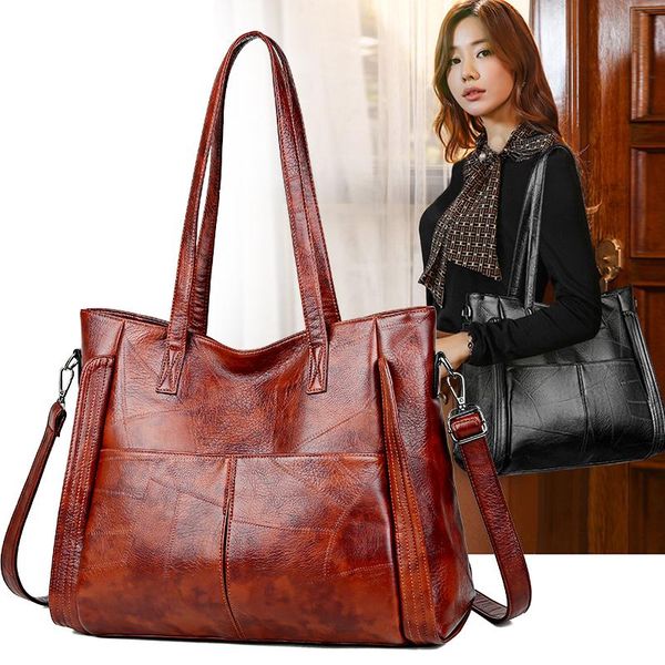 

large capacity shoulder bag for women casual tote female luxury handbag ladies vintage pu leather crossbody sac a main totes