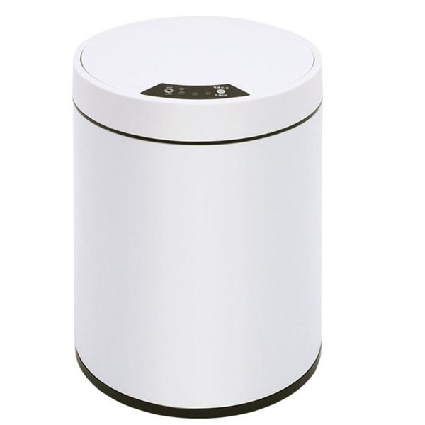 

waste bins 1pc intelligent sensor garbage can trash bin with cover container(white)