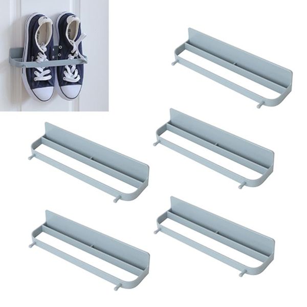 

clothing & wardrobe storage 5pcs wall-mounted slippers rack creative punch shoes shelf organizer holder for bathroom (grey)