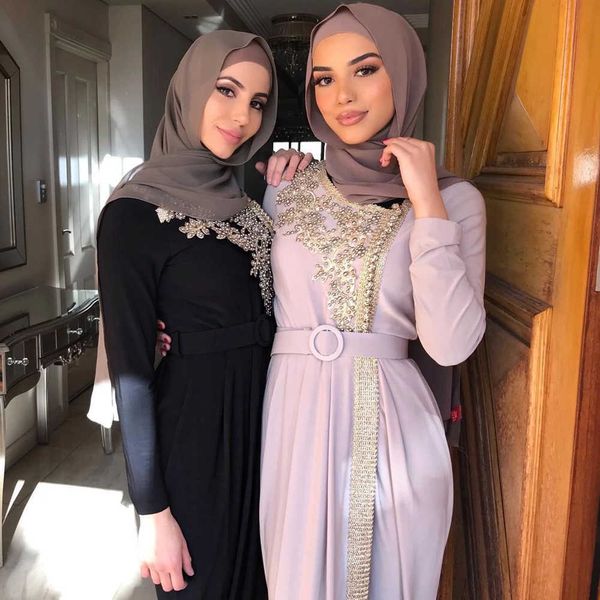 

2021no hijab abaya dubai turkey muslim fashion dress islam clothing beading dresses abayas for women musulman de mode 2021 eid, Red