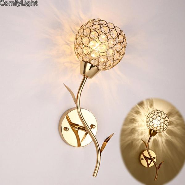 

wall lamps crystal lamp american modern loft style bedside sconce led golden glass light bar cafe home lighting