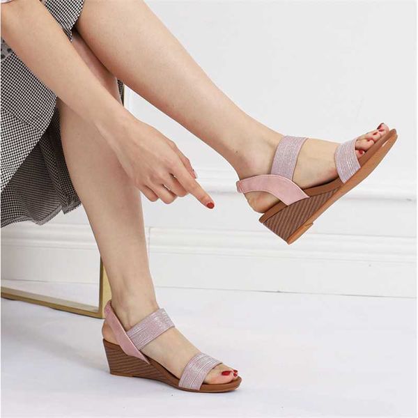

sandals wedges shoes for women high heels summer flip flop chaussures femme platform plus size 36-42 qvrg, Black