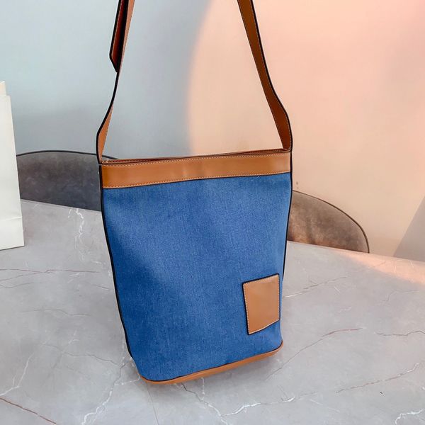 

factory outlet design denim tote shopping women's 2021 new water large capacity shopping bag single shoulder diagonal bucket bag