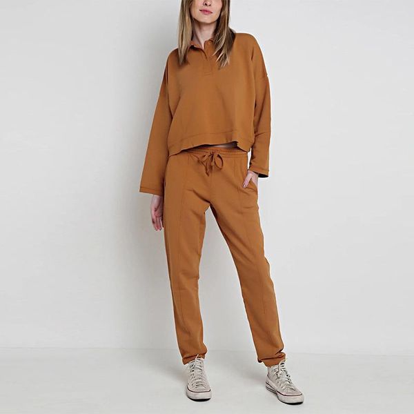 

women's two piece pants solid loose sweatshirt set 2021 autumn long sleeve lace up joggers sets female casual sport suit, White