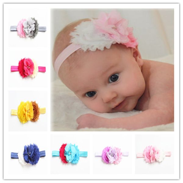 

factory sholesale new chiffon pearl combination headband children's hair accessories baby worn flower hair belt popular fashion xmas gi
