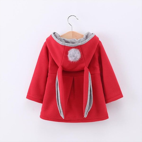 

girls winter coat cartoon cute cotton hooded rabbit ears middle and small kids jacket autumn thick childrens clothing, Blue;gray